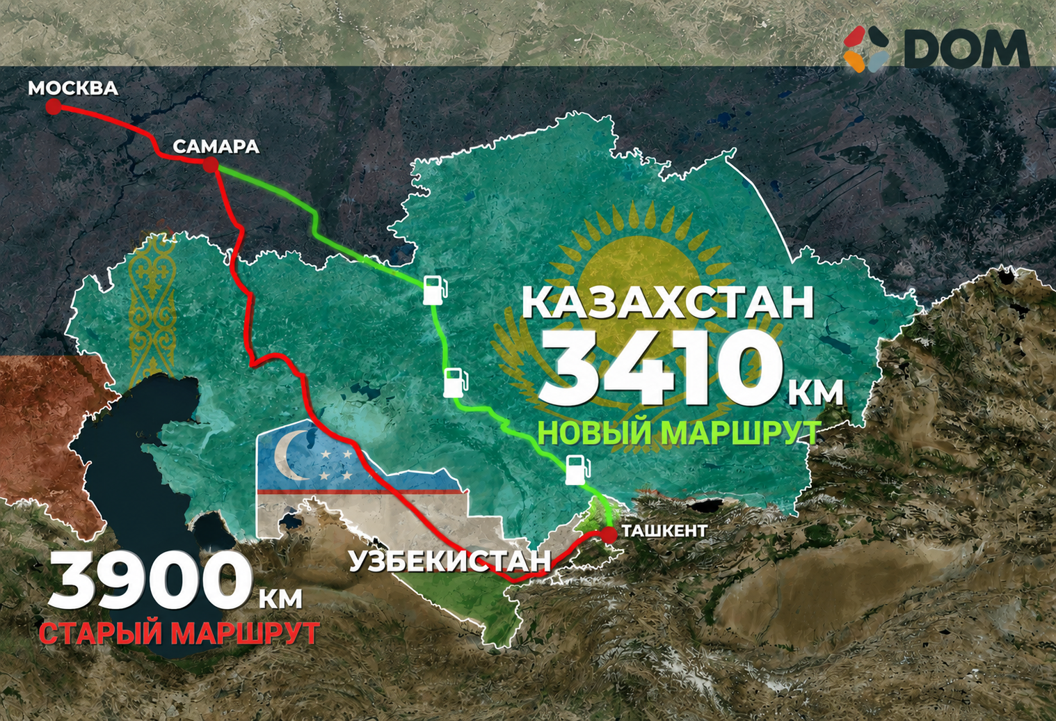 Участок маршрута Хромтау, Арал, Шиели, Шымкент, Ташкент